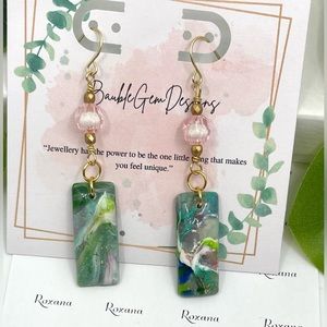 Dangle Earrings with Pink Faceted Glass Bead